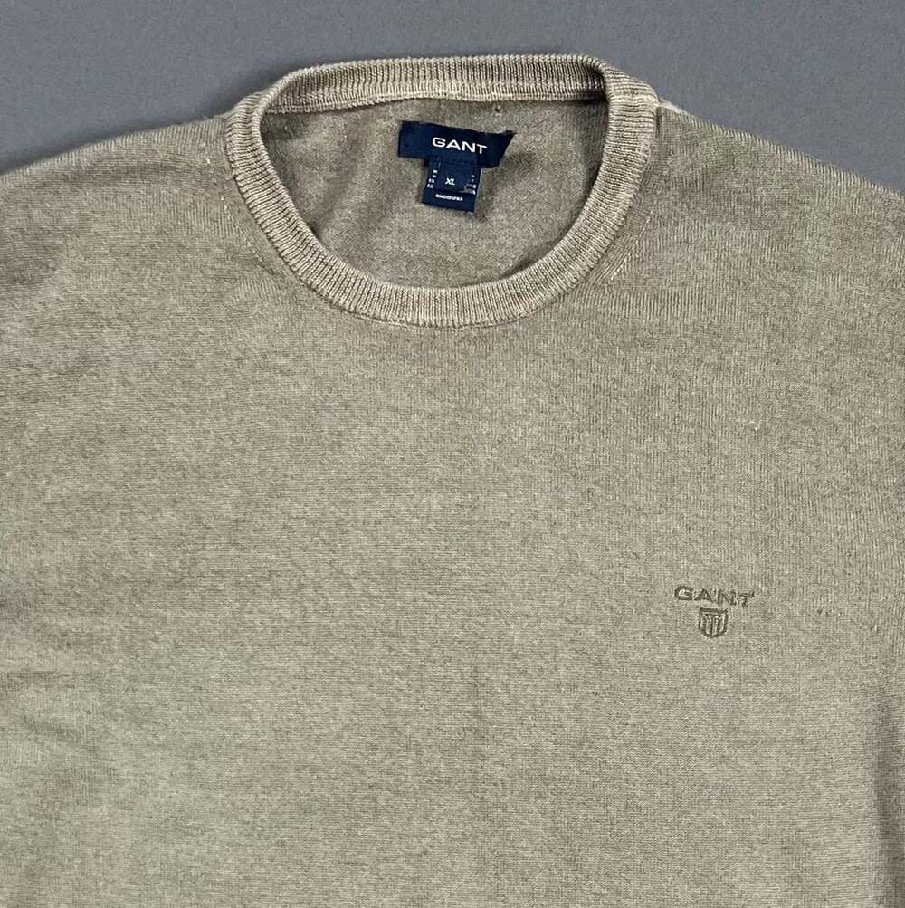 GANT Men's Brown Melange Crew Neck Knit Jumper Sweater Size XL
